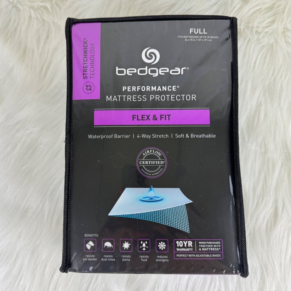 NEW Bedgear Full Size Performance Mattress Protector Cover Flex & Fit
